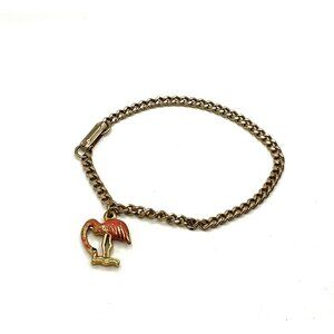 Vintage Gold-Tone Flamingo Charm Bracelet With Clasp